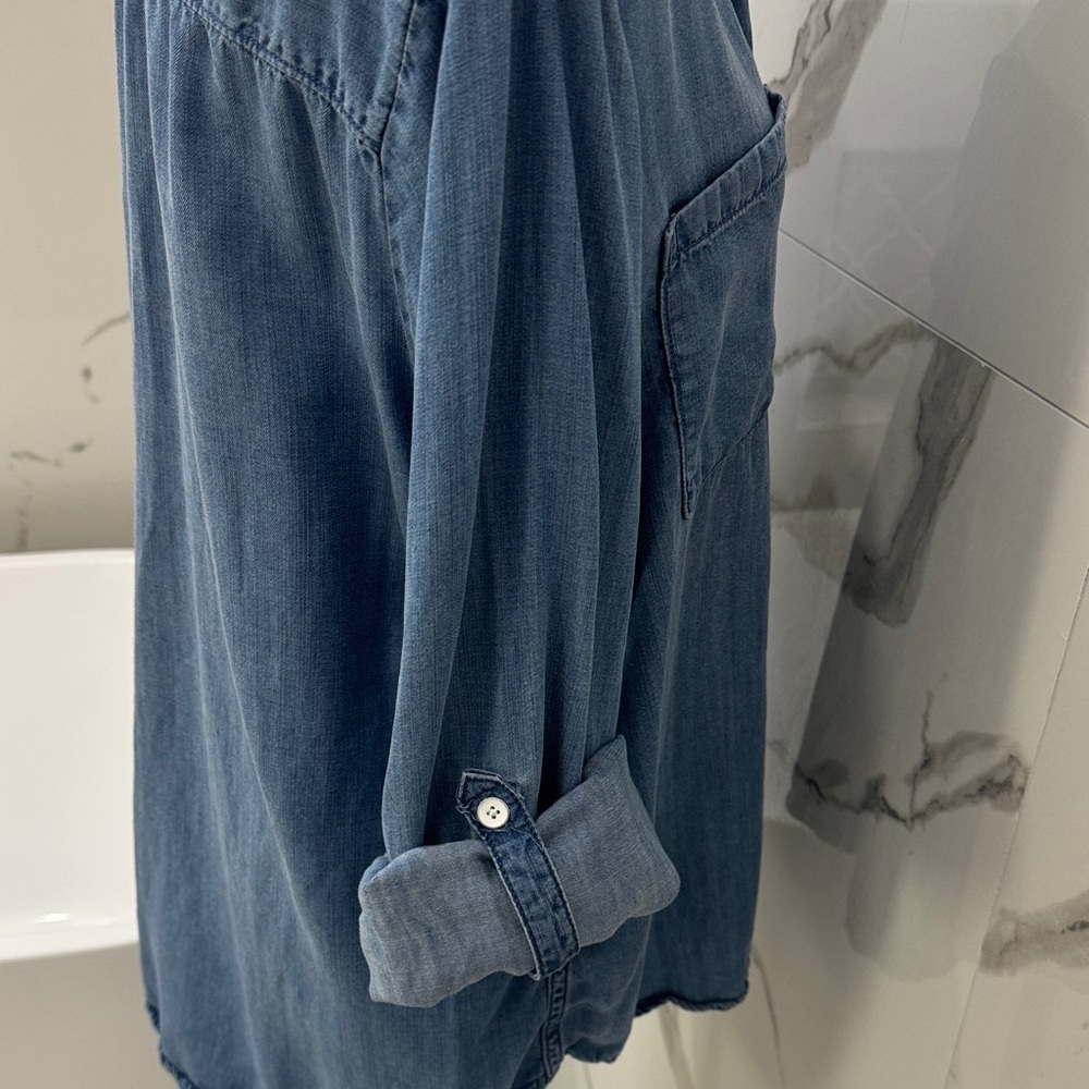 Lola River Chambray Jean Button Down Long Sleeve Shirt Size M - Picture 6 of 8